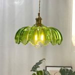 chandelier light Bangladesh green glass flower hanging light