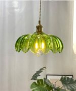 chandelier light Bangladesh green glass flower hanging light