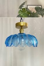 Chandelier Light Bangladesh – Green Glass Flower Hanging Light - Image 3