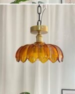 Chandelier Light Bangladesh – Green Glass Flower Hanging Light - Image 5