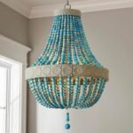hanging light BD blue beaded boho chandelier