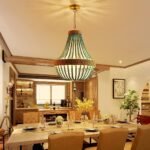 ceiling design with light and modern chandelier