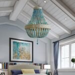 Hanging Light BD – Blue Beaded Boho Decorative Chandelier - Image 3